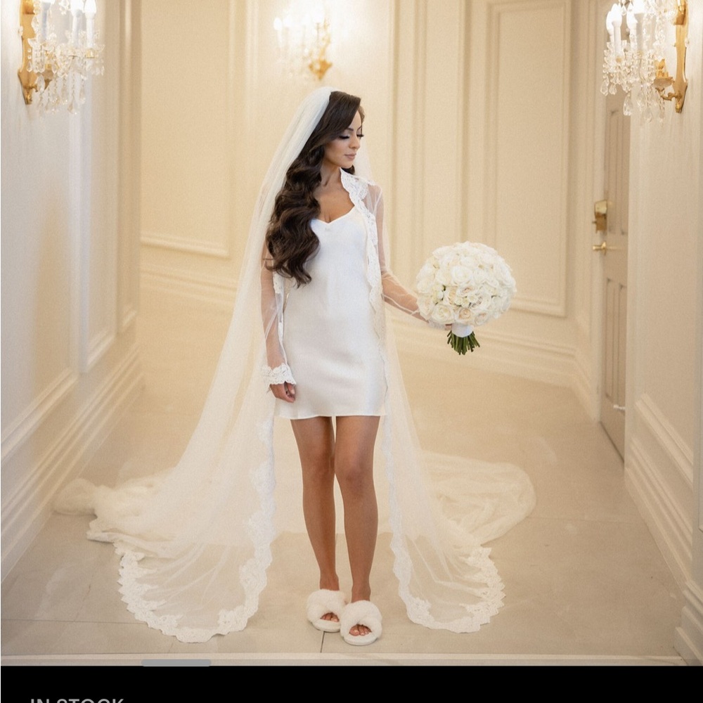 Bridal cover/ robe day of with train